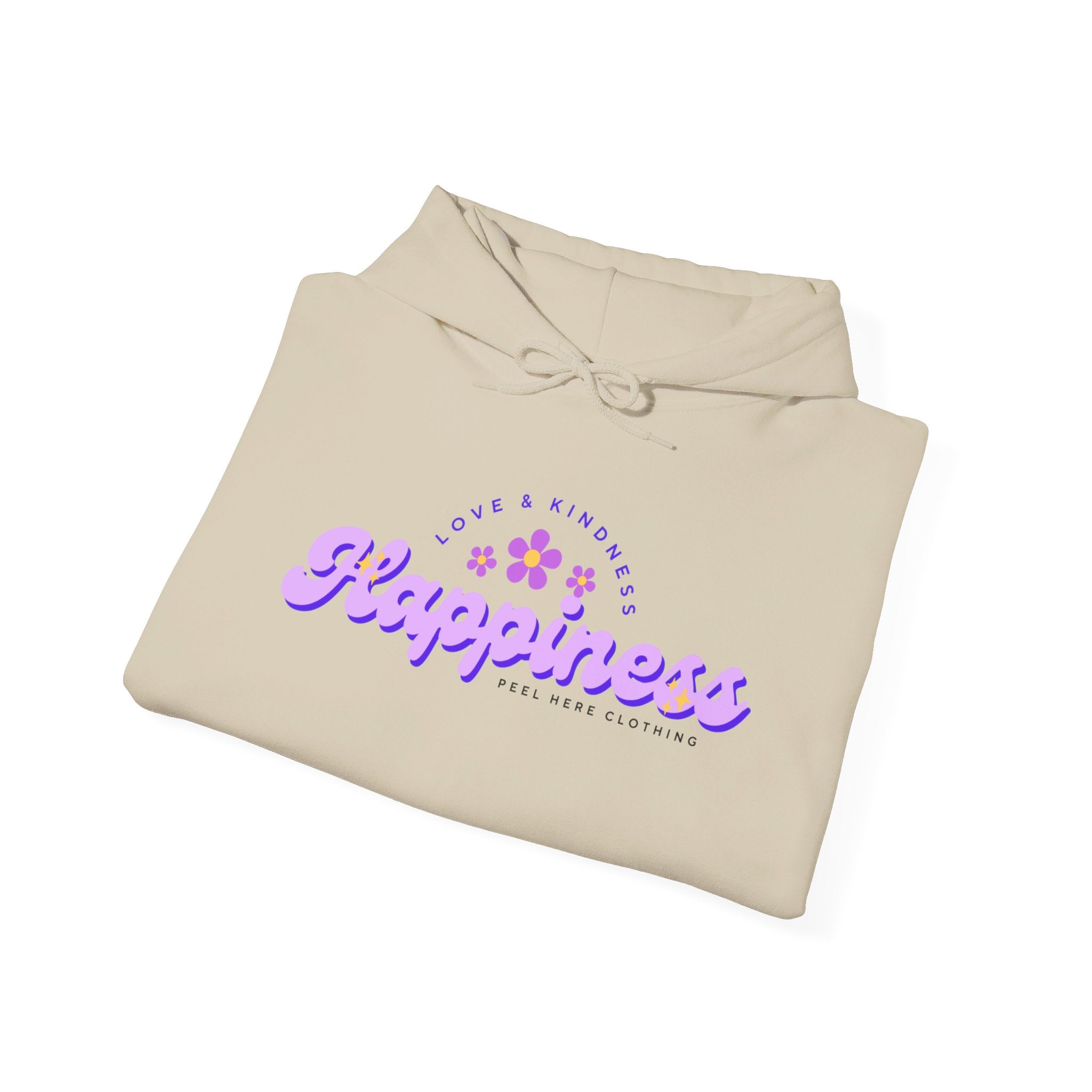 Peel Here Clothing's Happiness Hoodie (front)