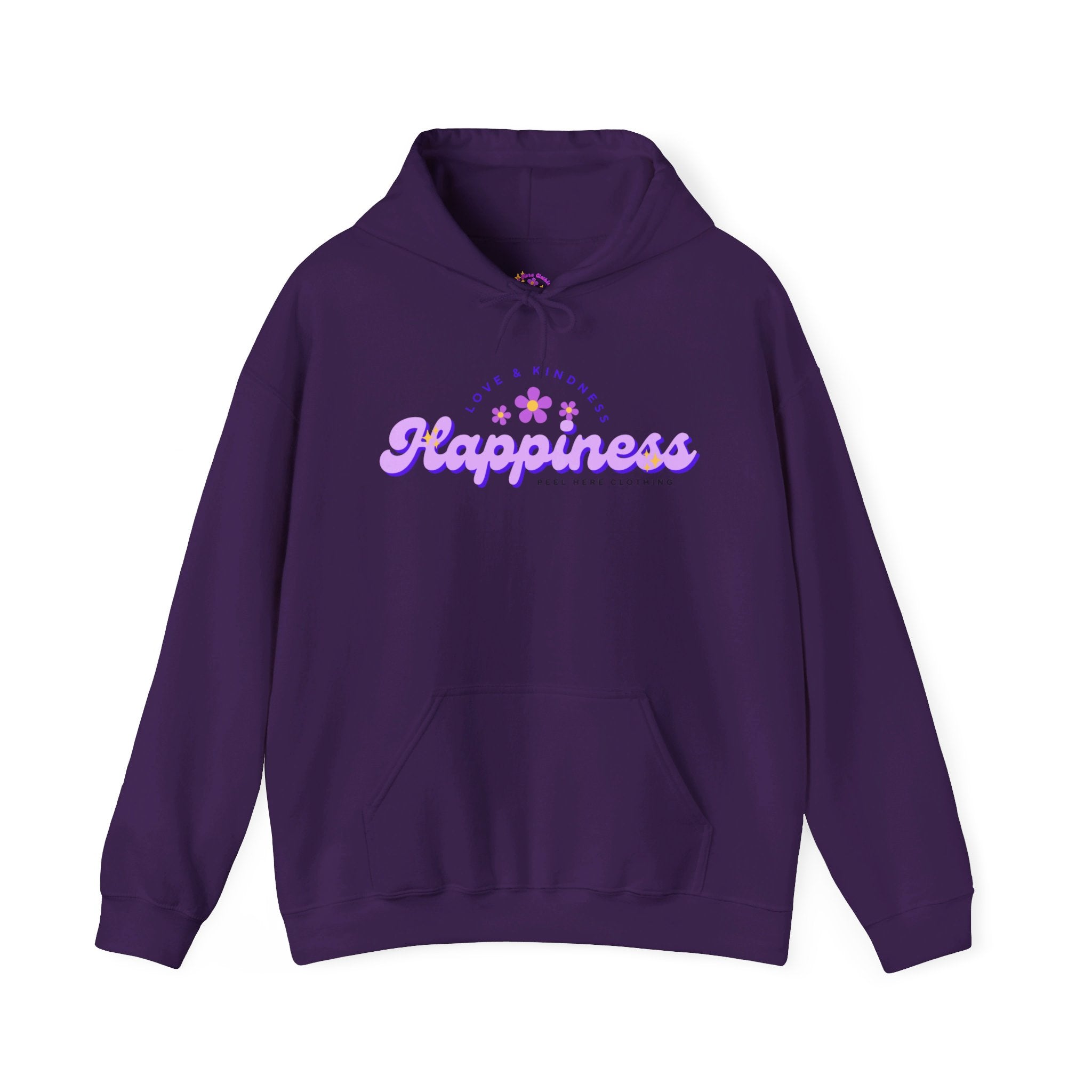 Peel Here Clothing's Happiness Hoodie (front)