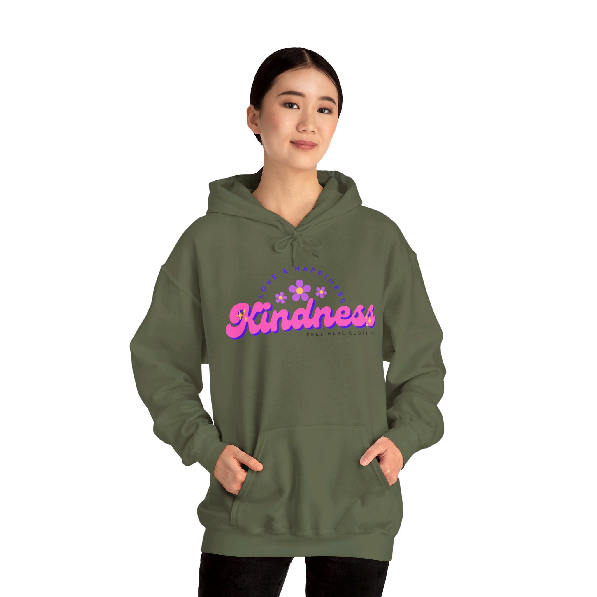 Peel Here Clothing's Kindness Hoodie (front)