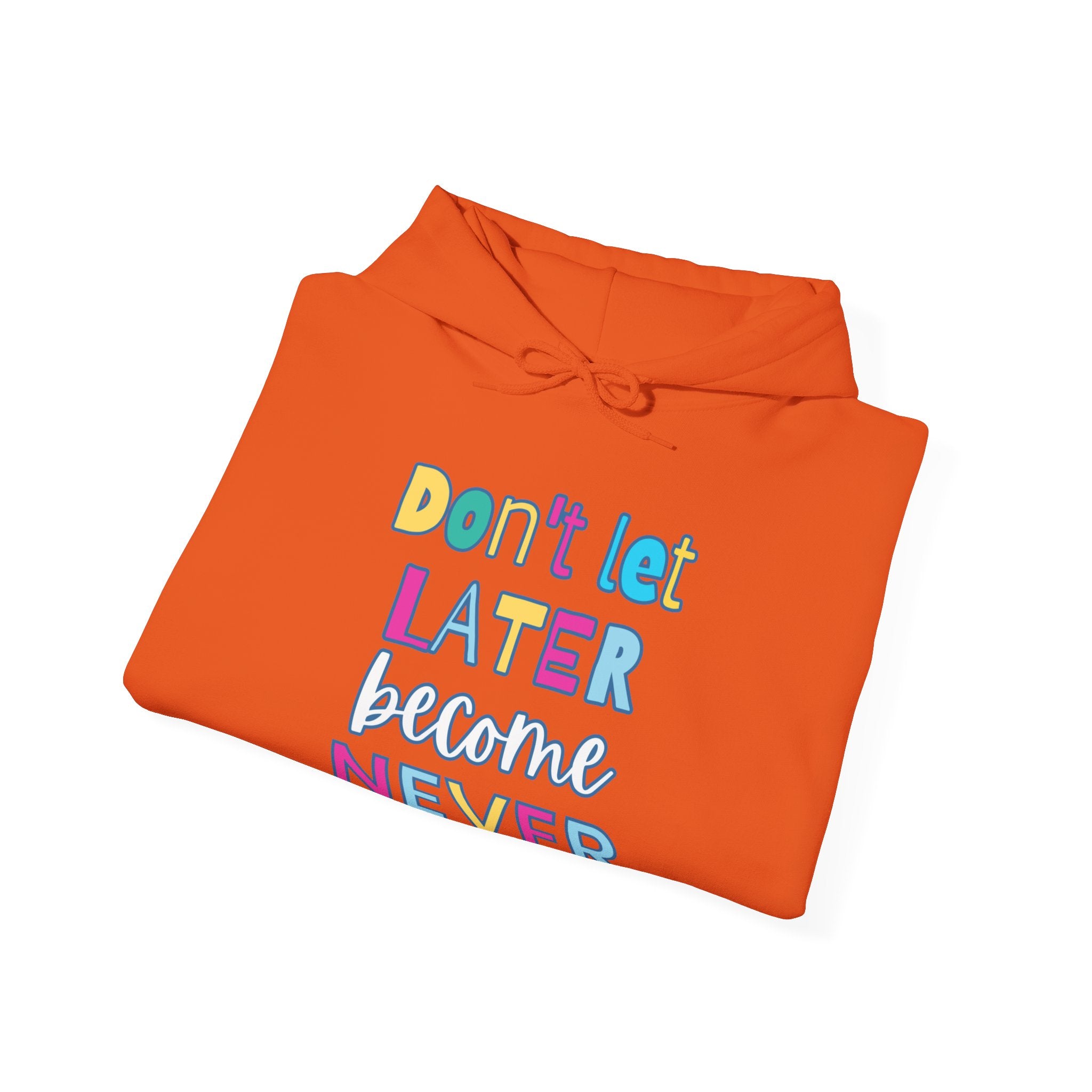 Don't Let Later Become Never Hooded Sweatshirt