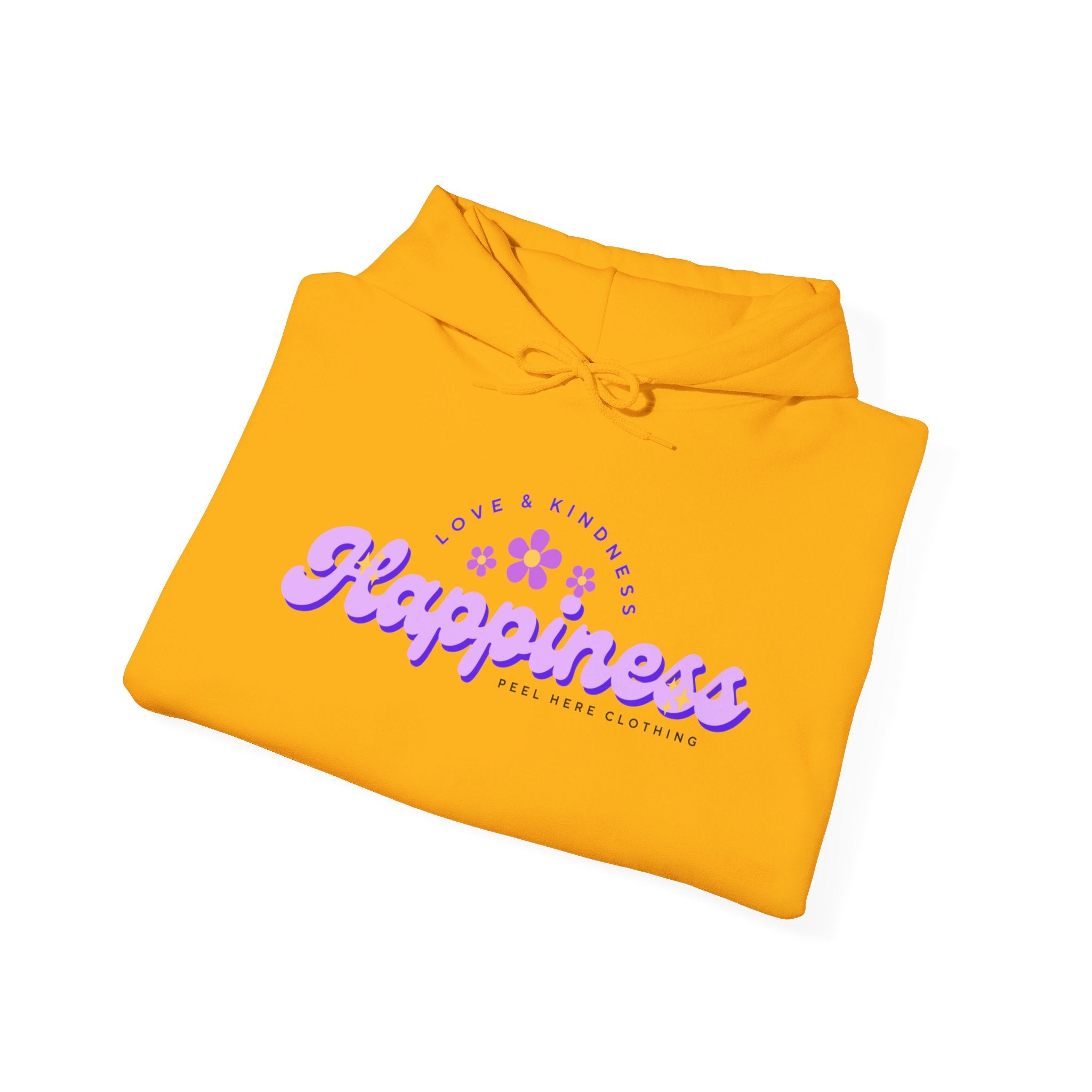 Peel Here Clothing's Happiness Hoodie (front)