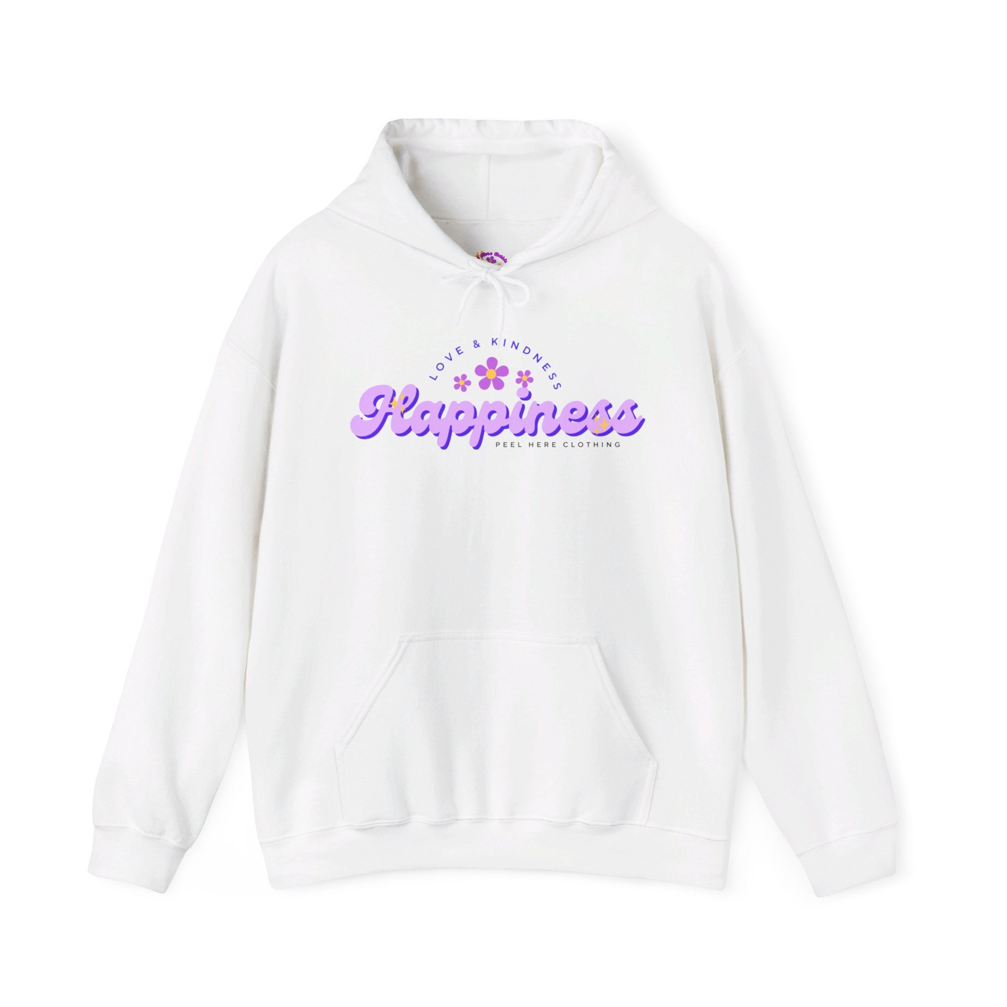 Peel Here Clothing's Happiness Hoodie (front)