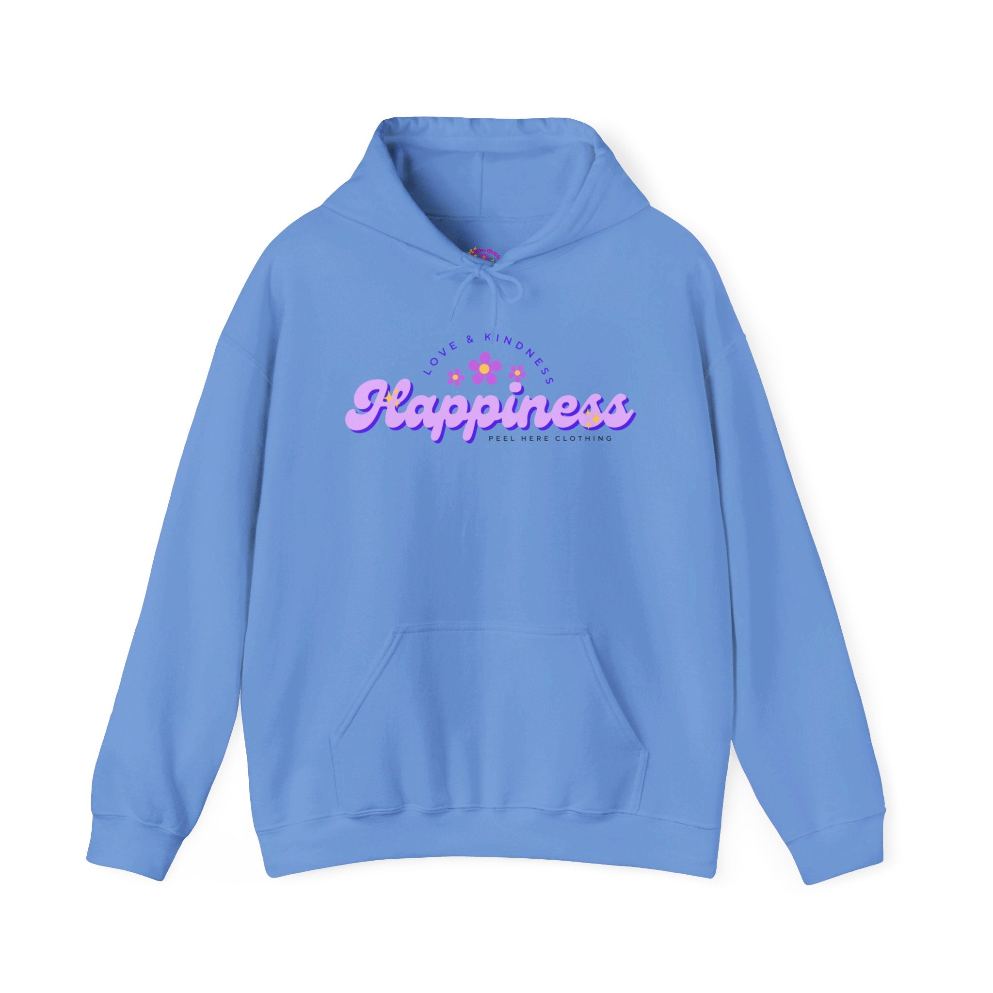 Peel Here Clothing's Happiness Hoodie (front)