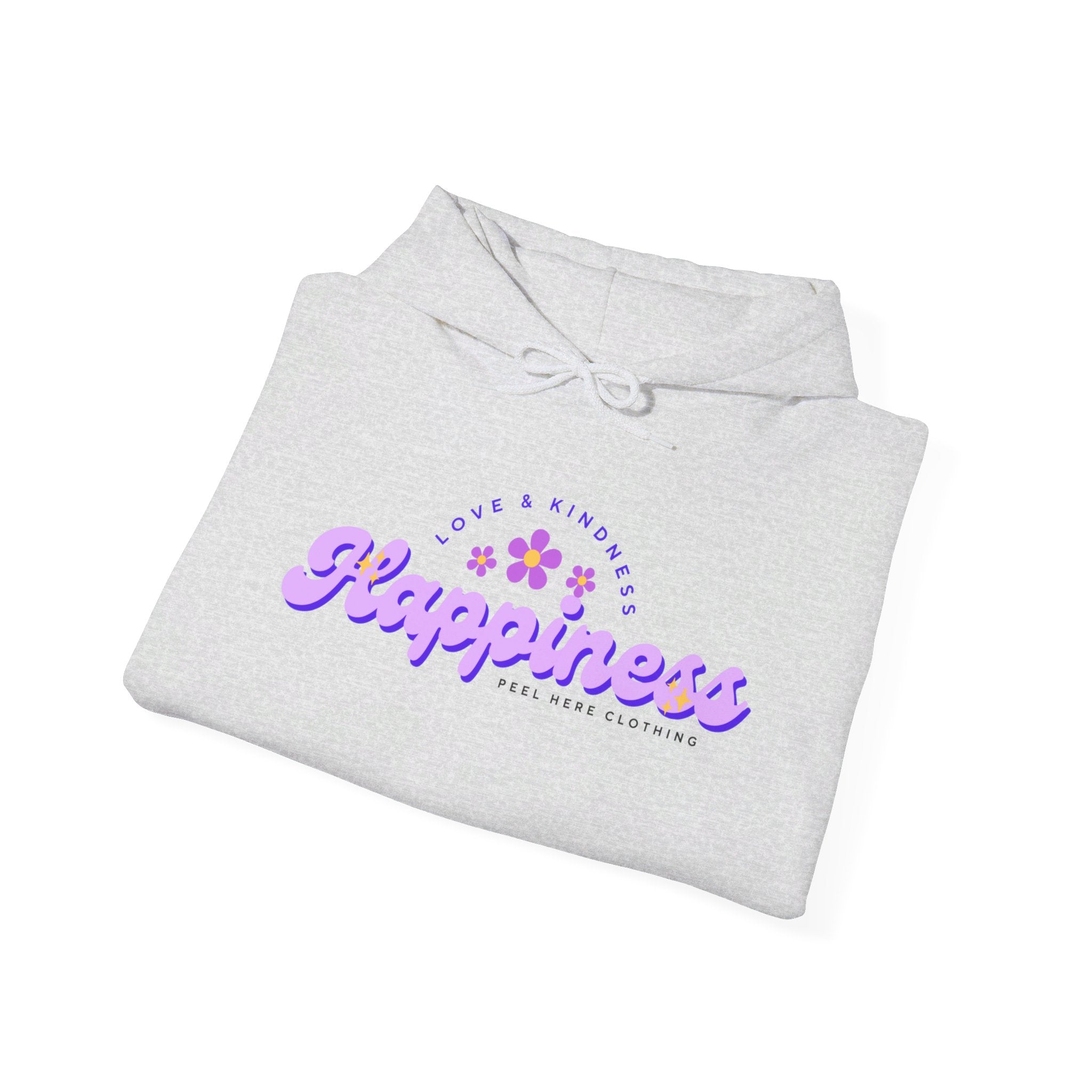 Peel Here Clothing's Happiness Hoodie (front)