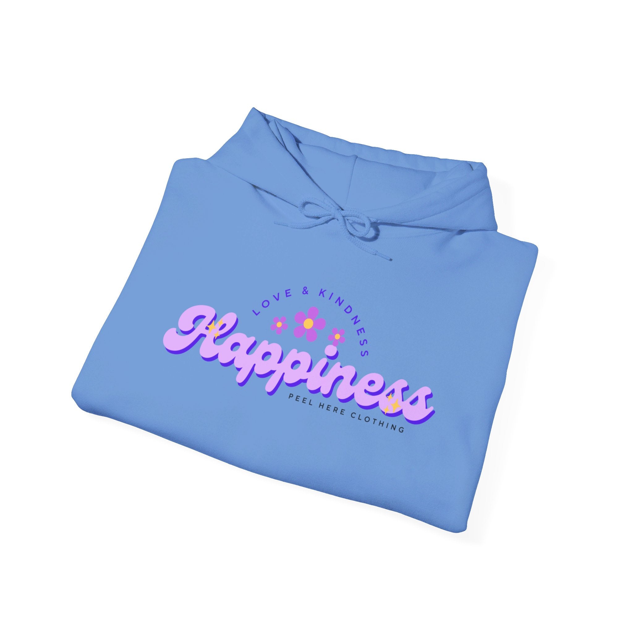 Peel Here Clothing's Happiness Hoodie (front)