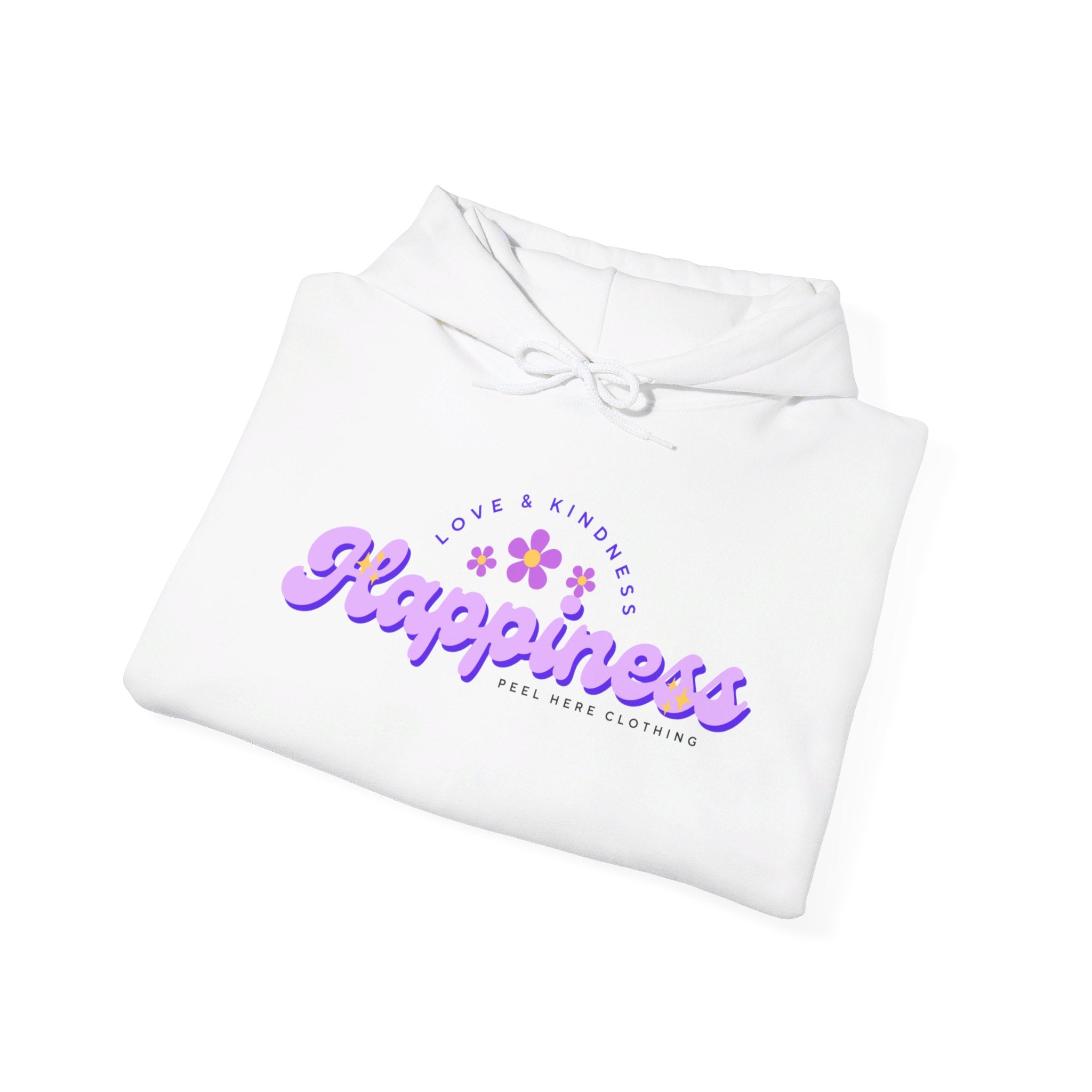 Peel Here Clothing's Happiness Hoodie (front)