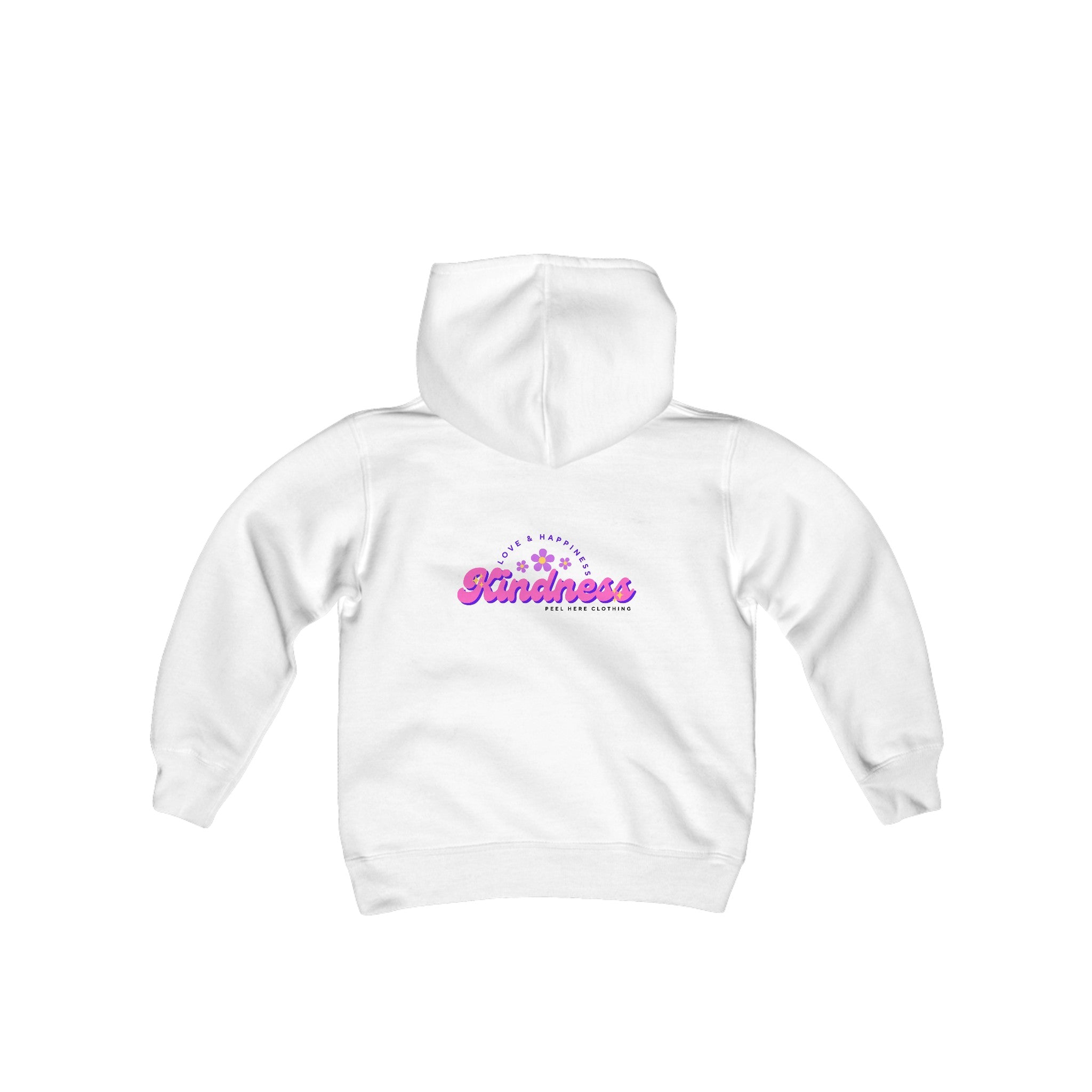 Peel Here Childrens Kindness Hoodie (back)