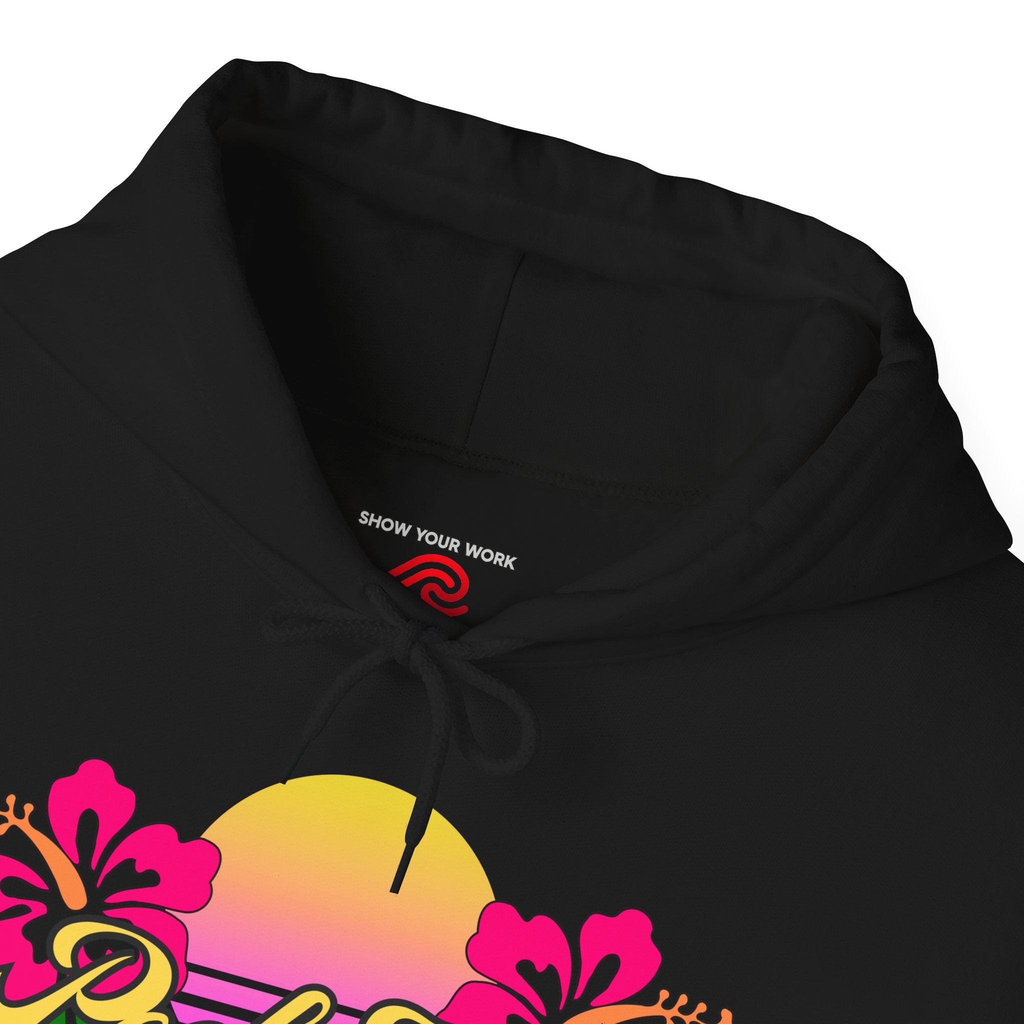 Peel Here Clothing's Sunset Hibiscus comfort Hoodie