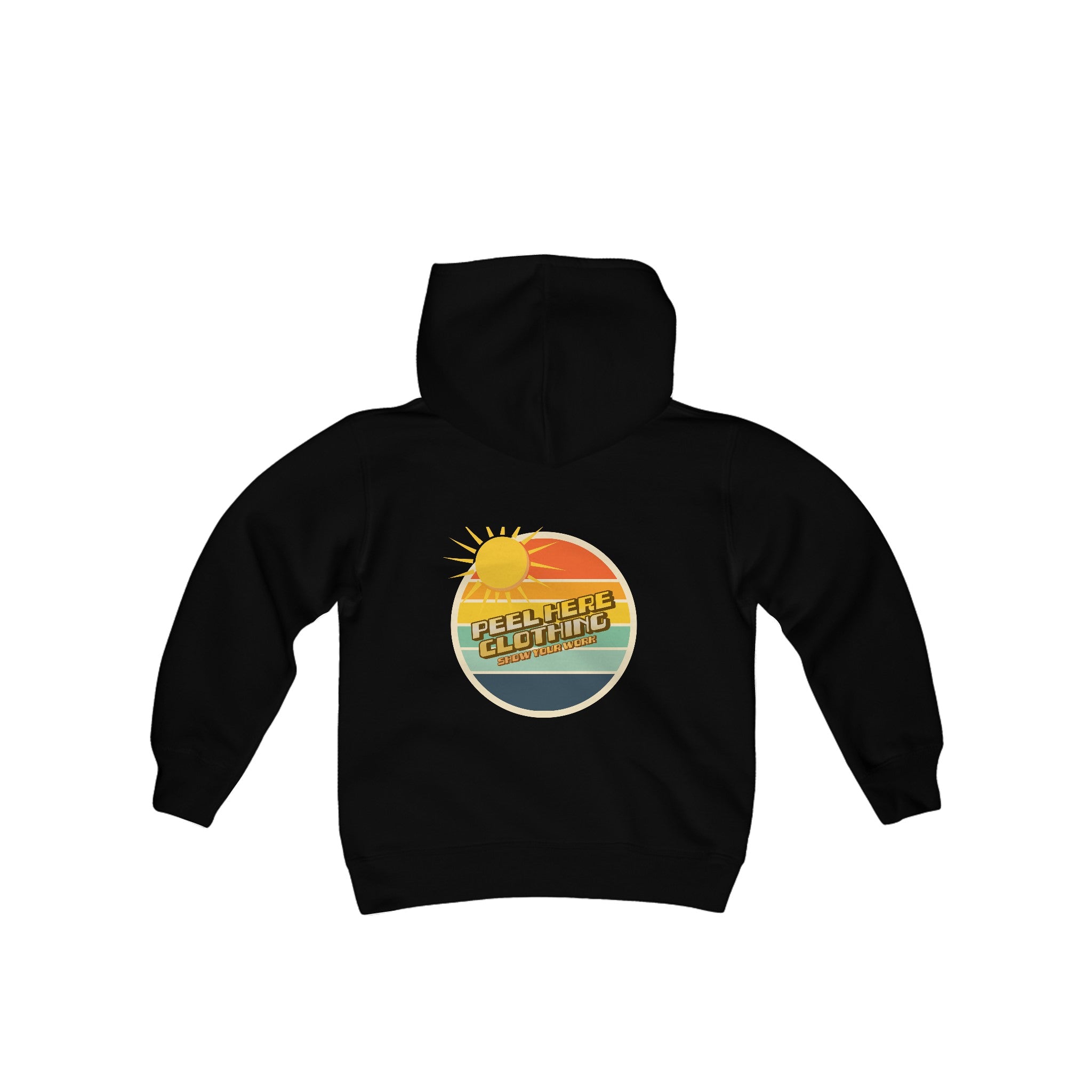 Peel Here Clothings Retro sticker Childrens hoodie