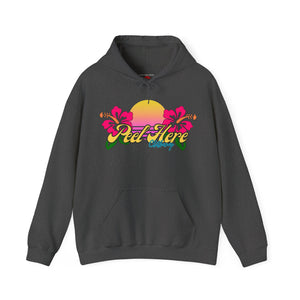 Peel Here Clothing's Sunset Hibiscus comfort Hoodie