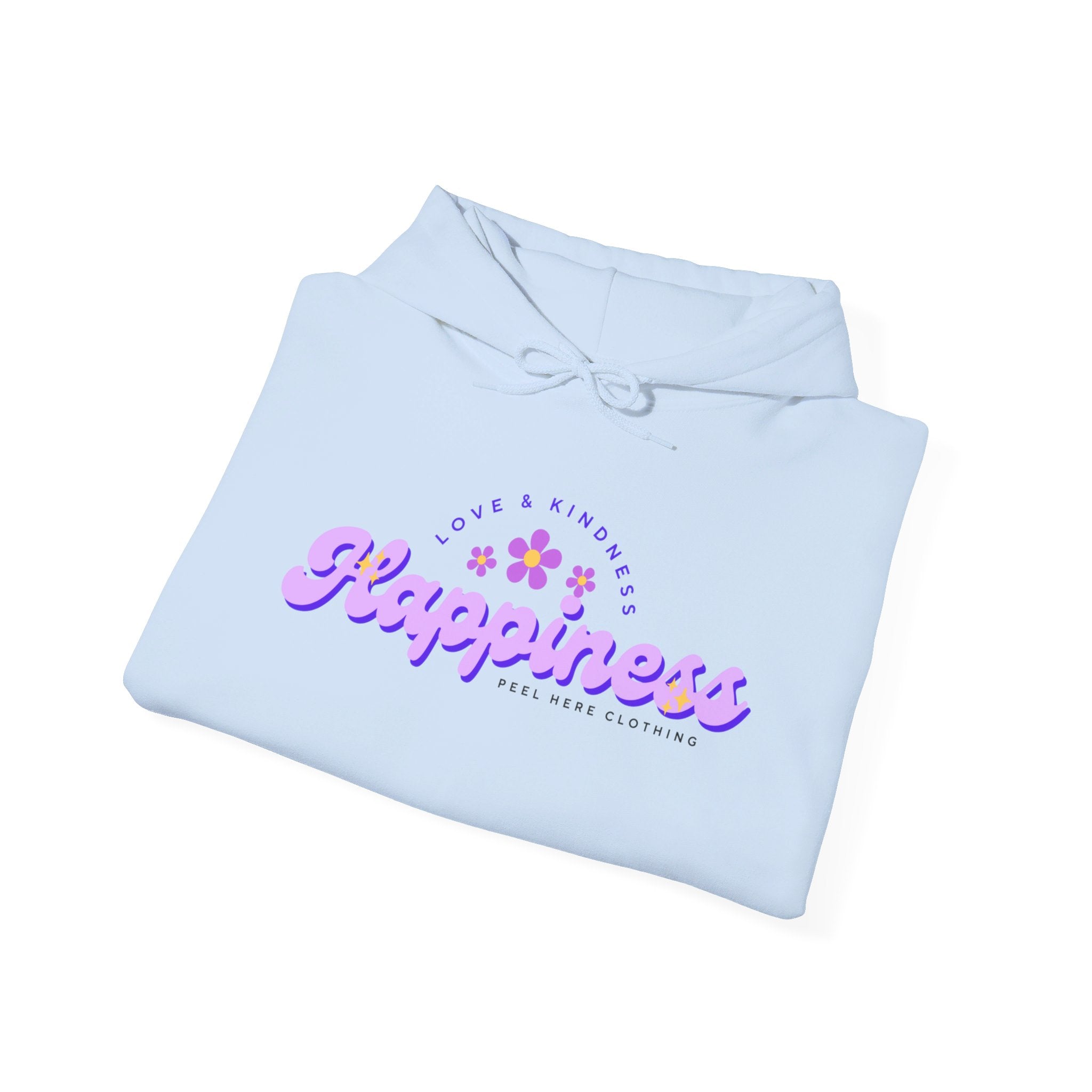 Peel Here Clothing's Happiness Hoodie (front)