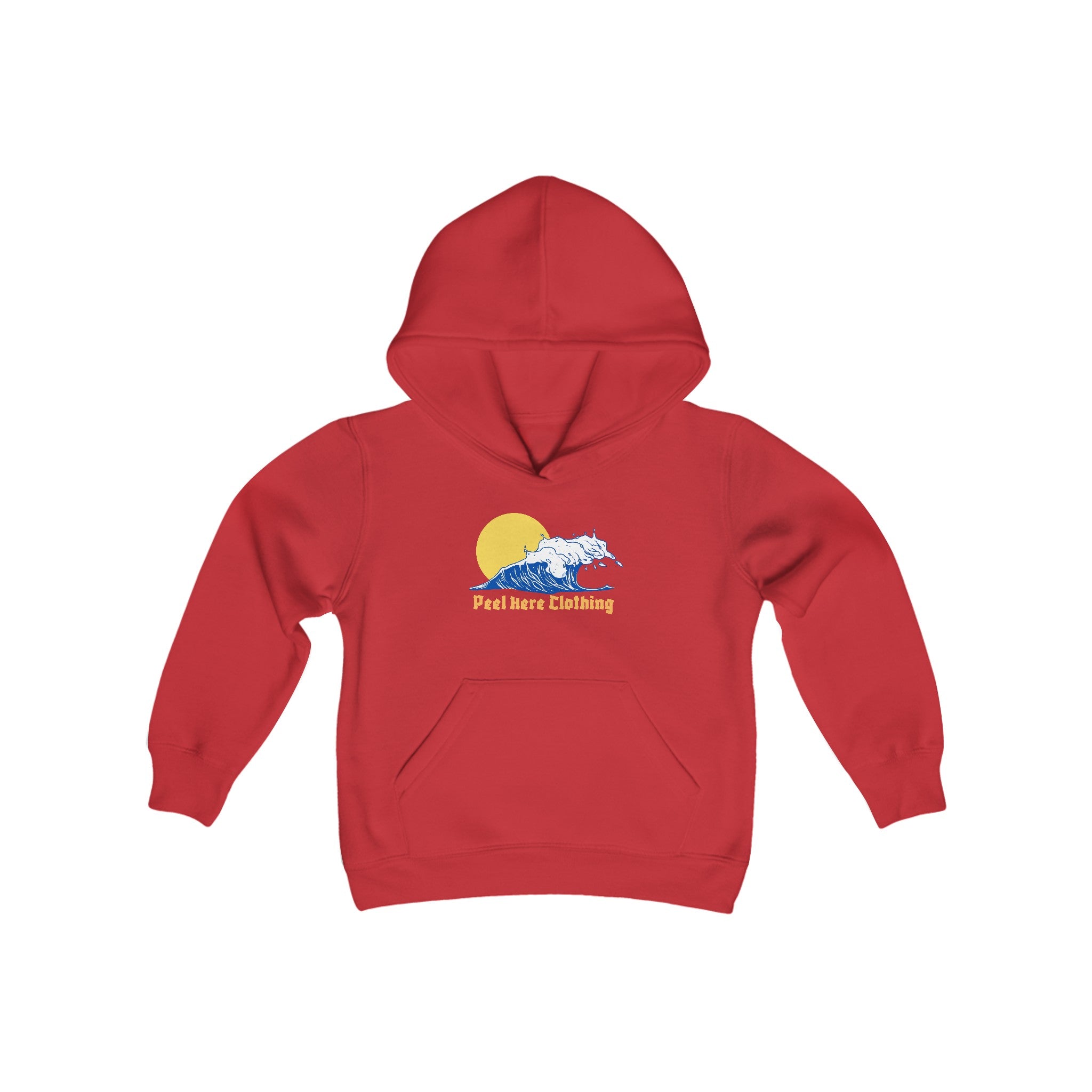 Peel Here Clothings Wave and Sun childrens hoodie