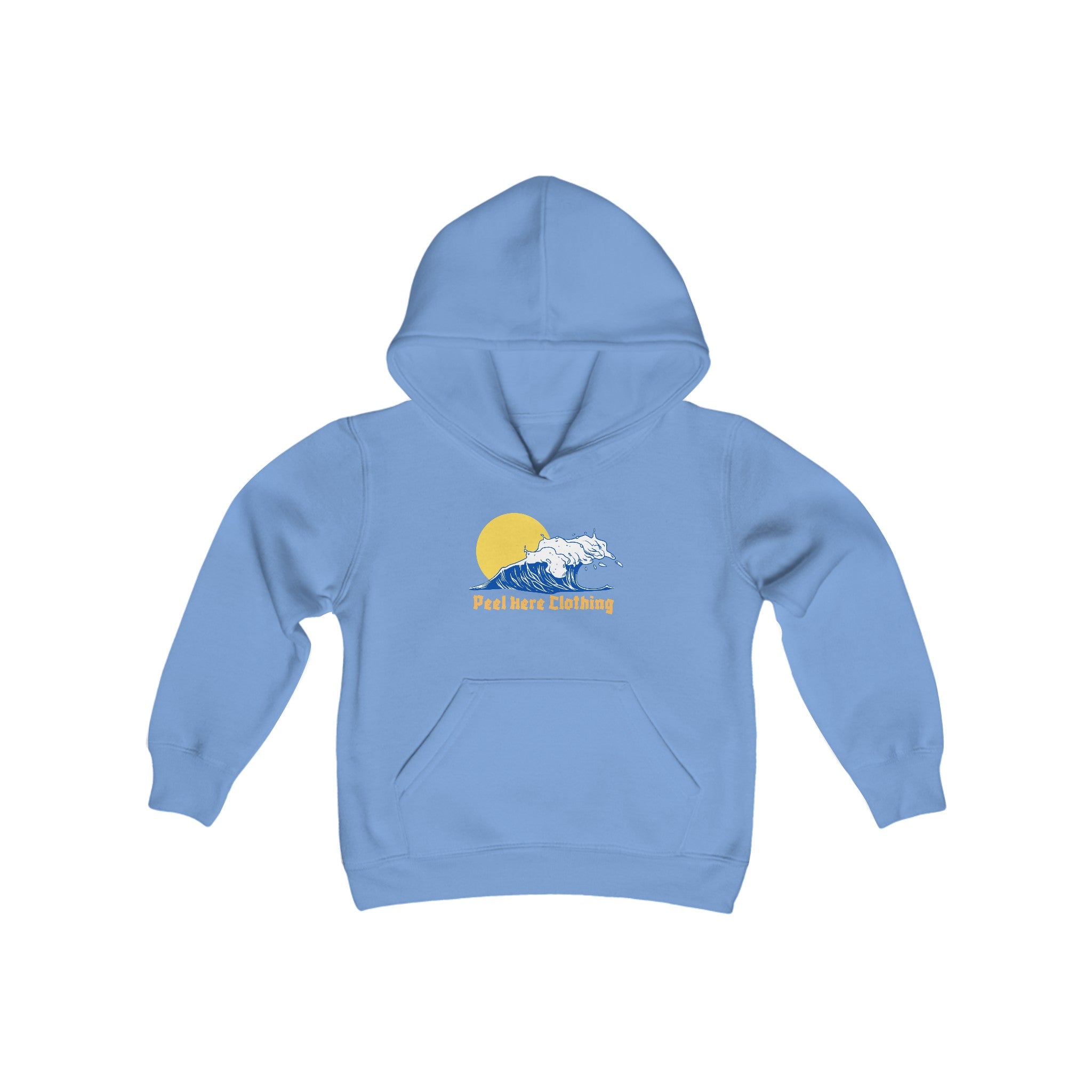 Peel Here Clothings Wave and Sun childrens hoodie