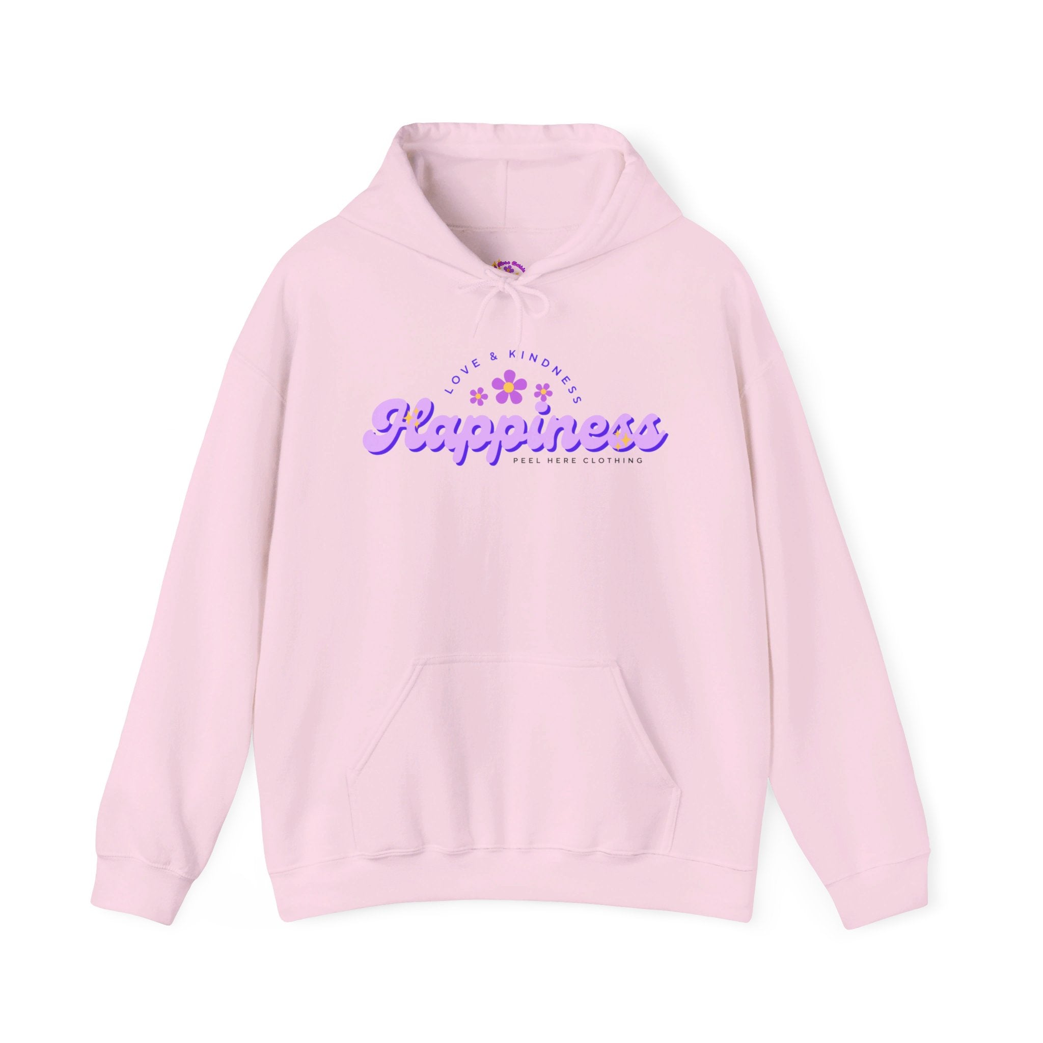 Peel Here Clothing's Happiness Hoodie (front)