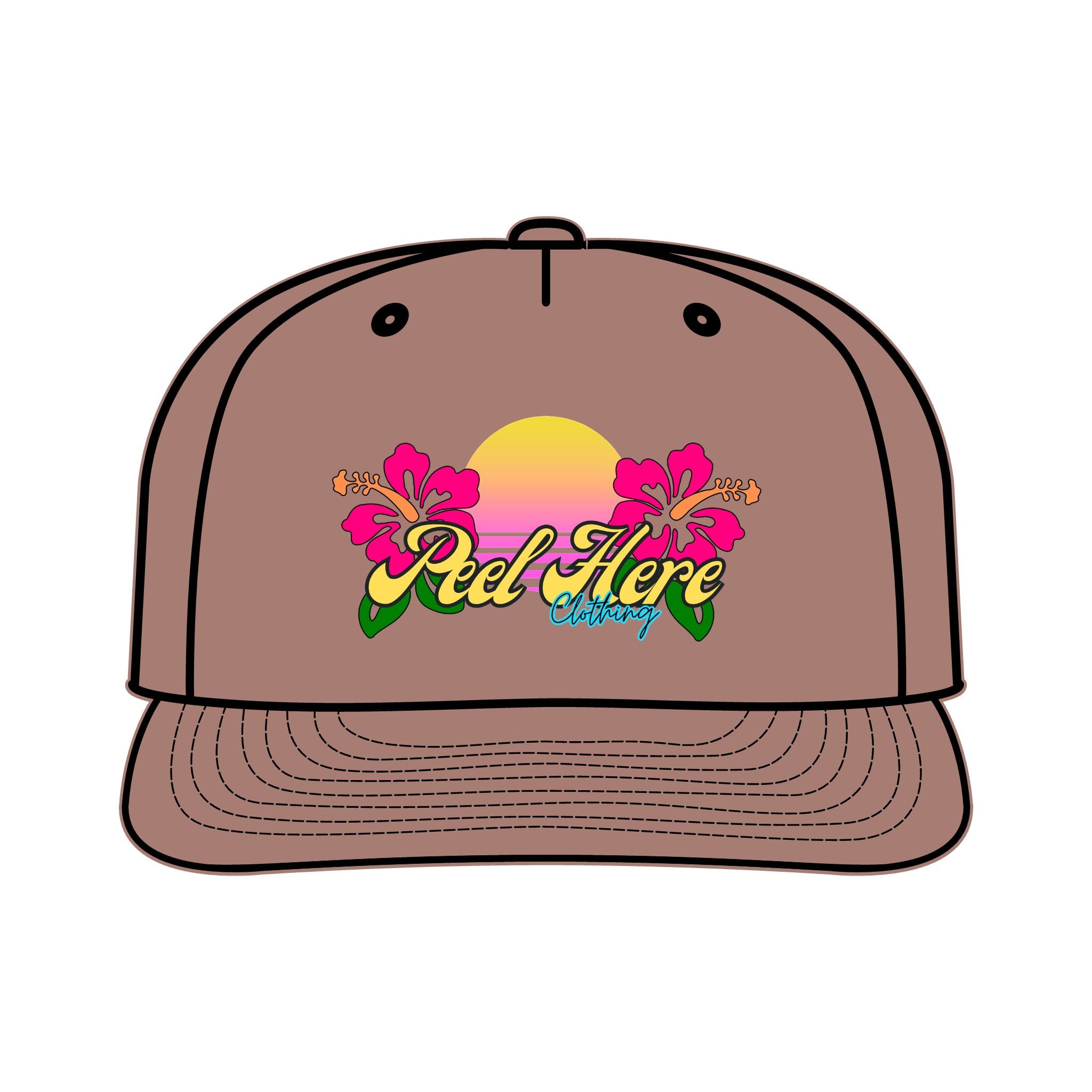 Peel Here Clothing Sunset Hibiscus Surf Cap