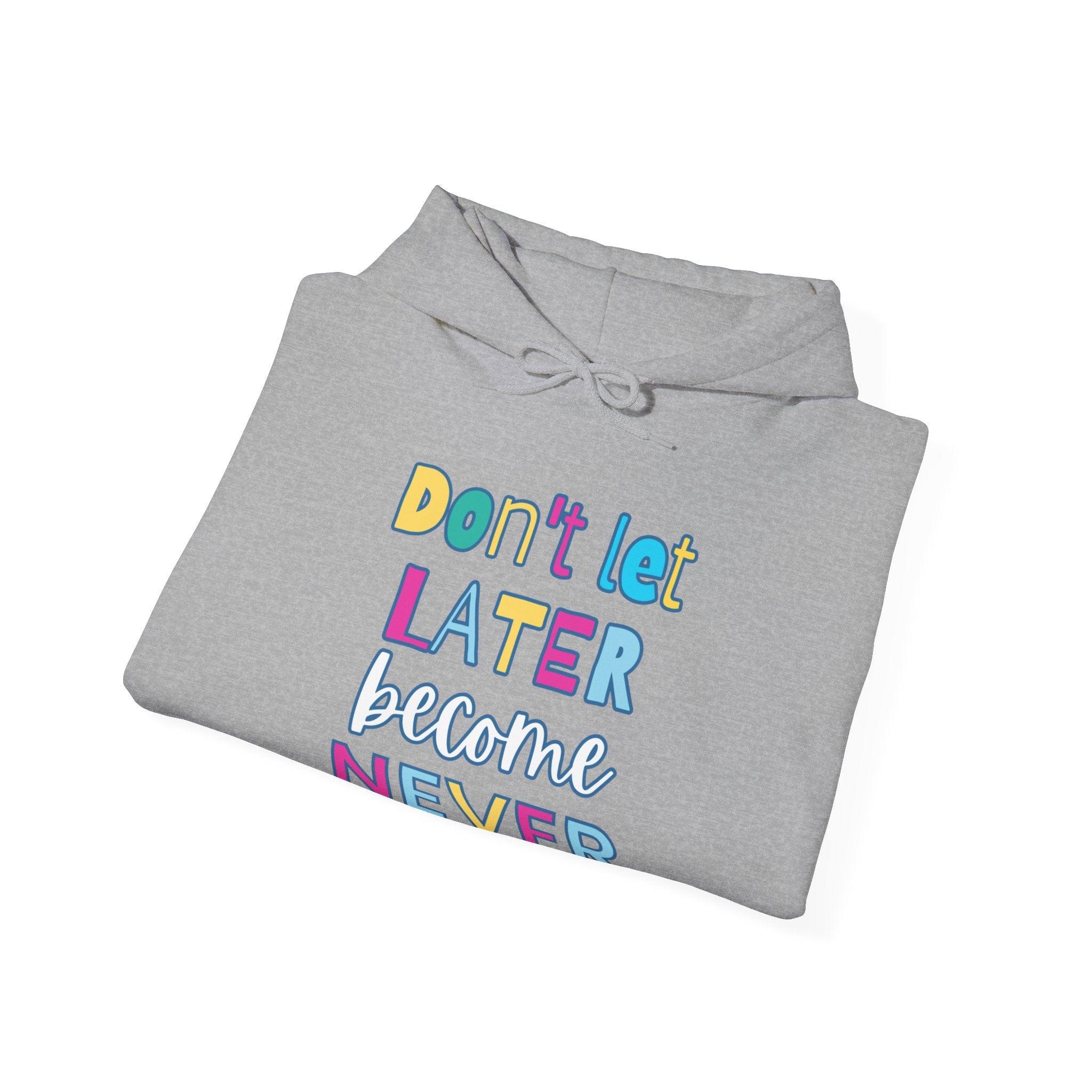 Don't Let Later Become Never Hooded Sweatshirt